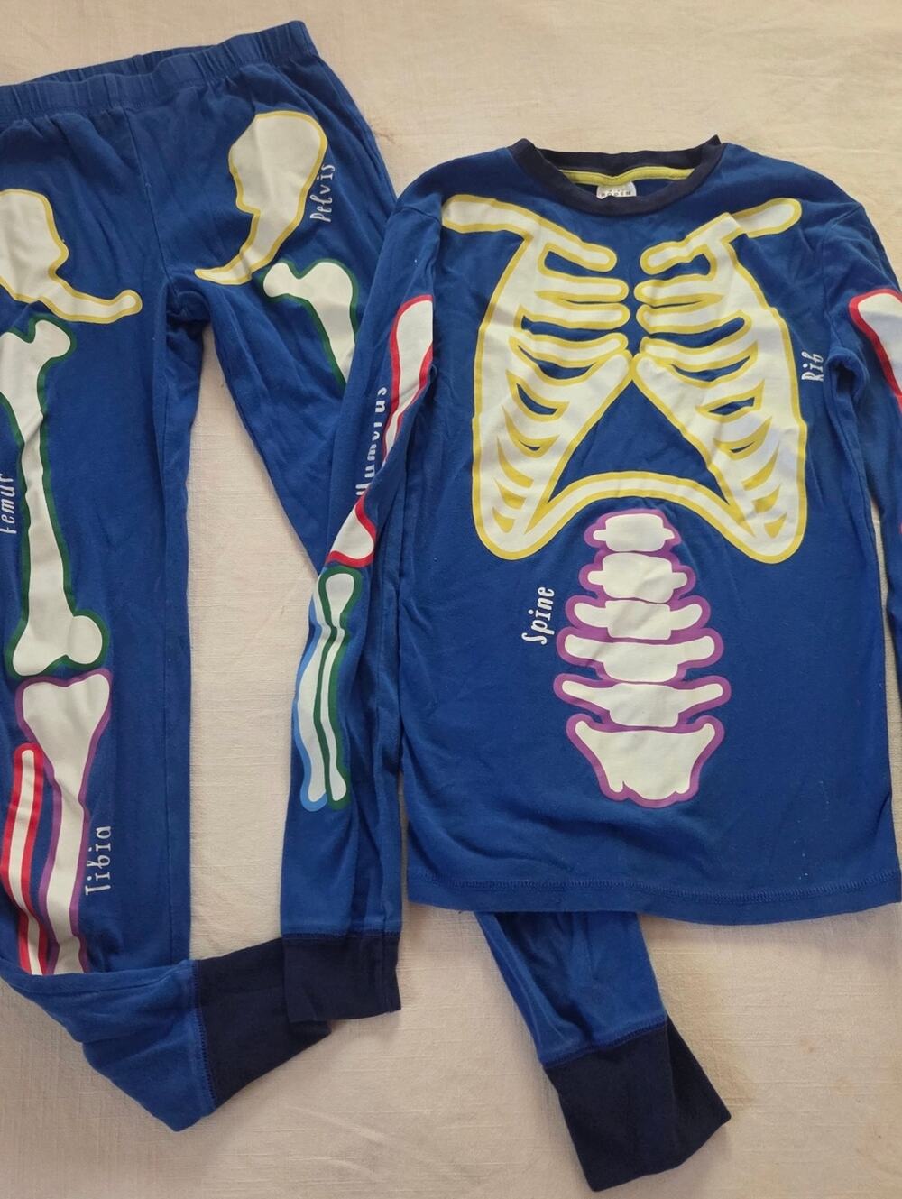 Mini Boden Blue Glow-Style Skeleton Pajama Set Colorful Bones Kids 14 164 Cm